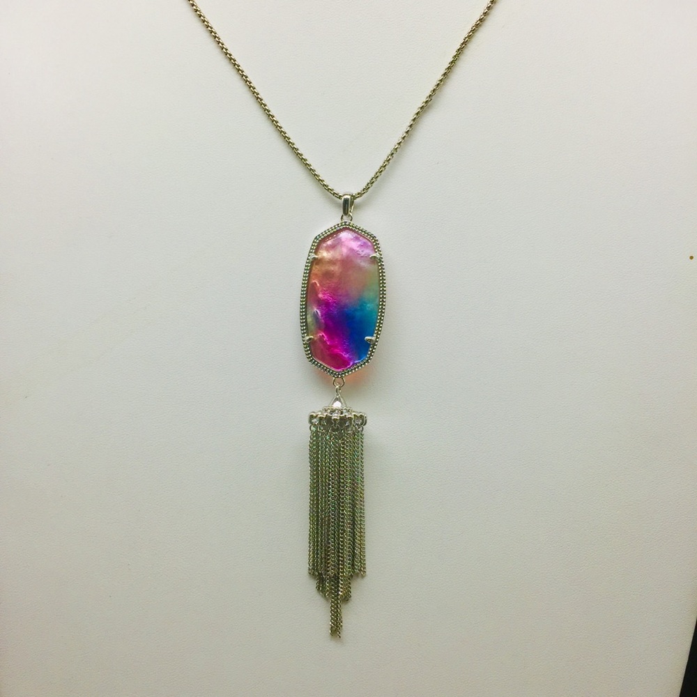 Kendra Scott Rayne Watercolor Illusion Long necklace Silver Tone